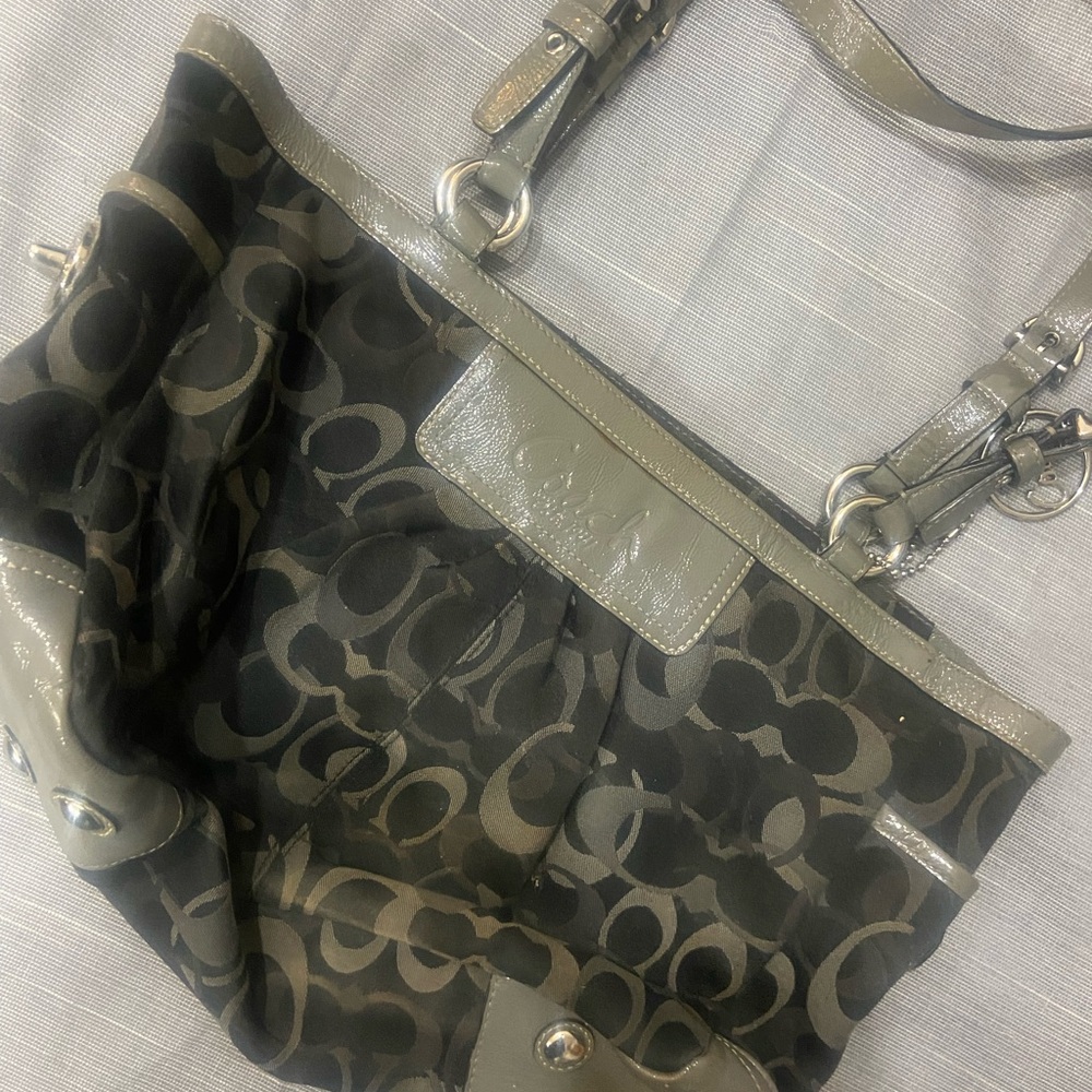 Coach Signature Shoulder Bag - Black and Gray
